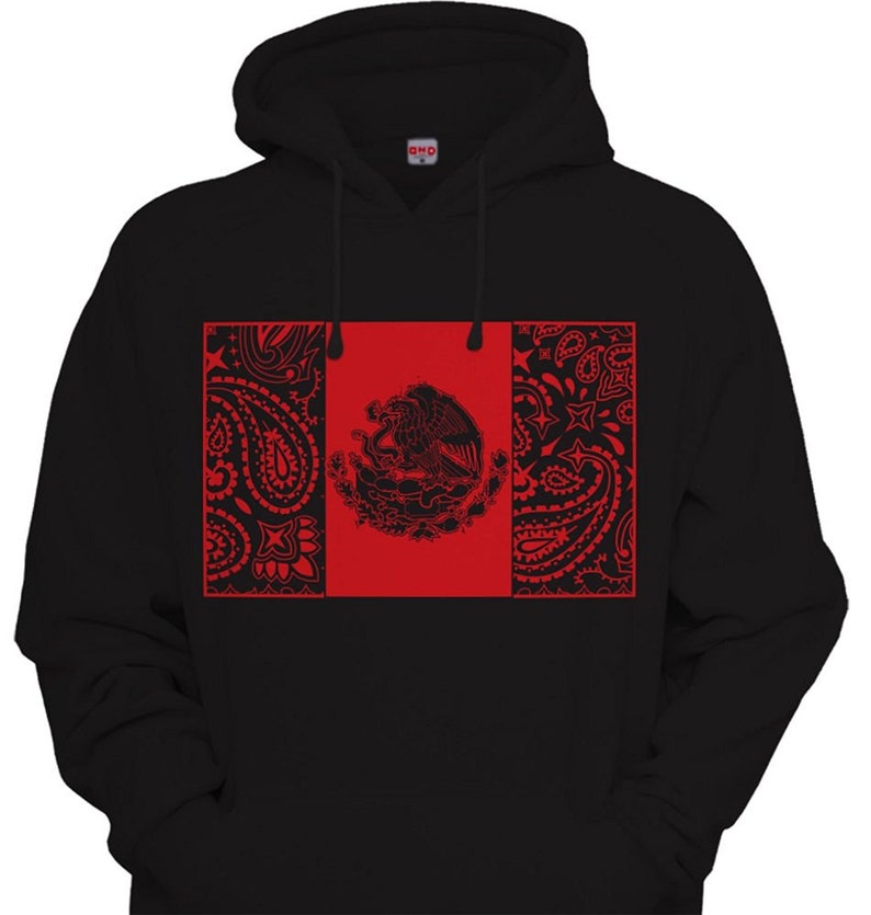 Mexico Mexican flag Red Bandana Hoodie Hooded Sweatshirt Brown Pride Soccer Viva