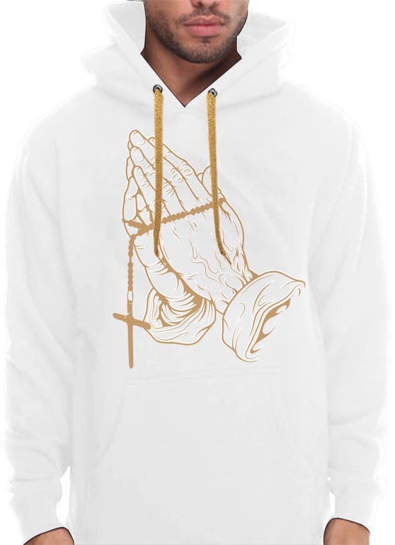 White Gold Praying Hands Hoodie Pullover Sweatshirt Blessed - Etsy.de