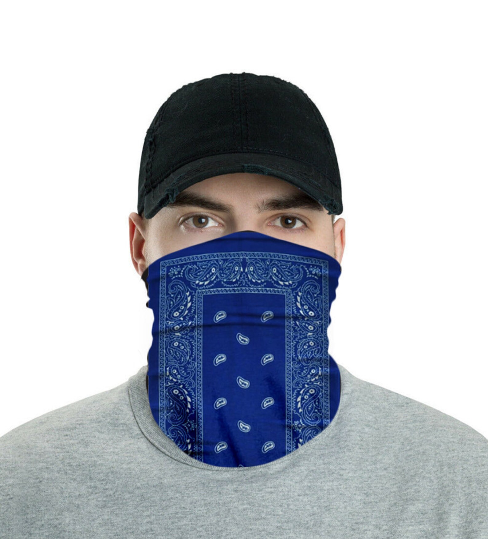 Blue Bandana Face Mask Royal Blue Paisley Print Bandana Face Etsy