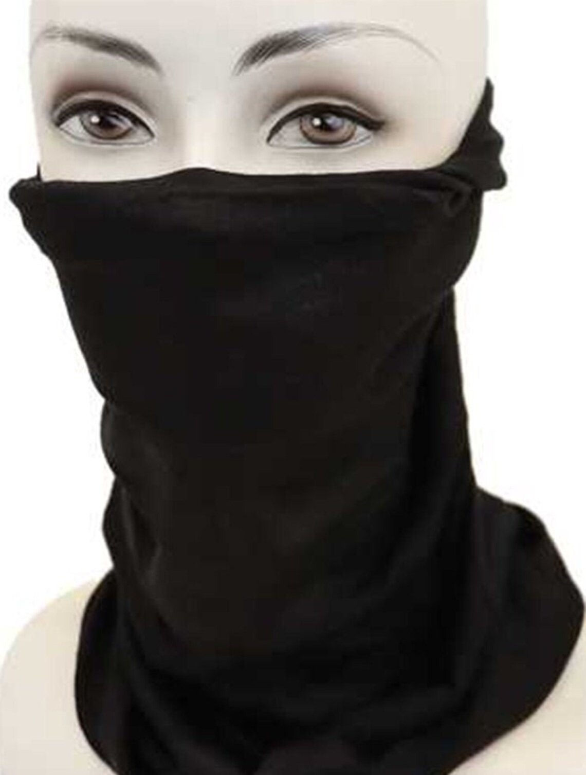 All Black Face Mask Plain Black Bandana Face Cover Ninja Etsy