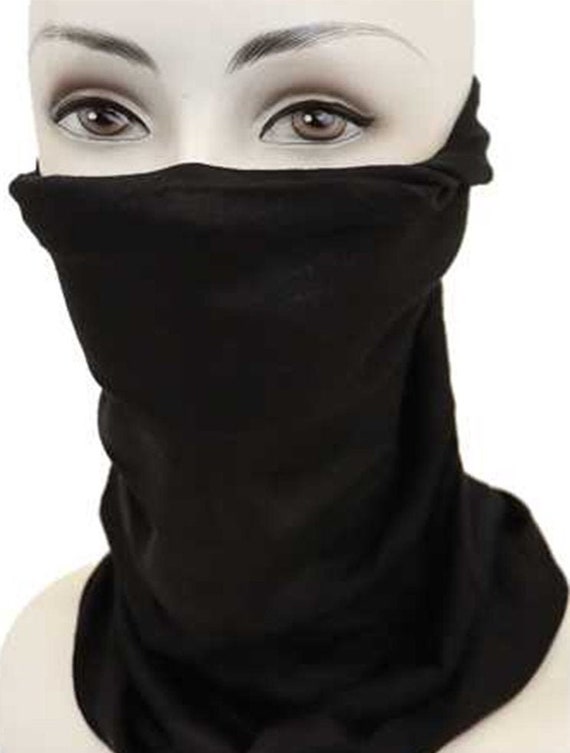 All Black Face Mask Plain Bandana Ninja - Etsy Norway