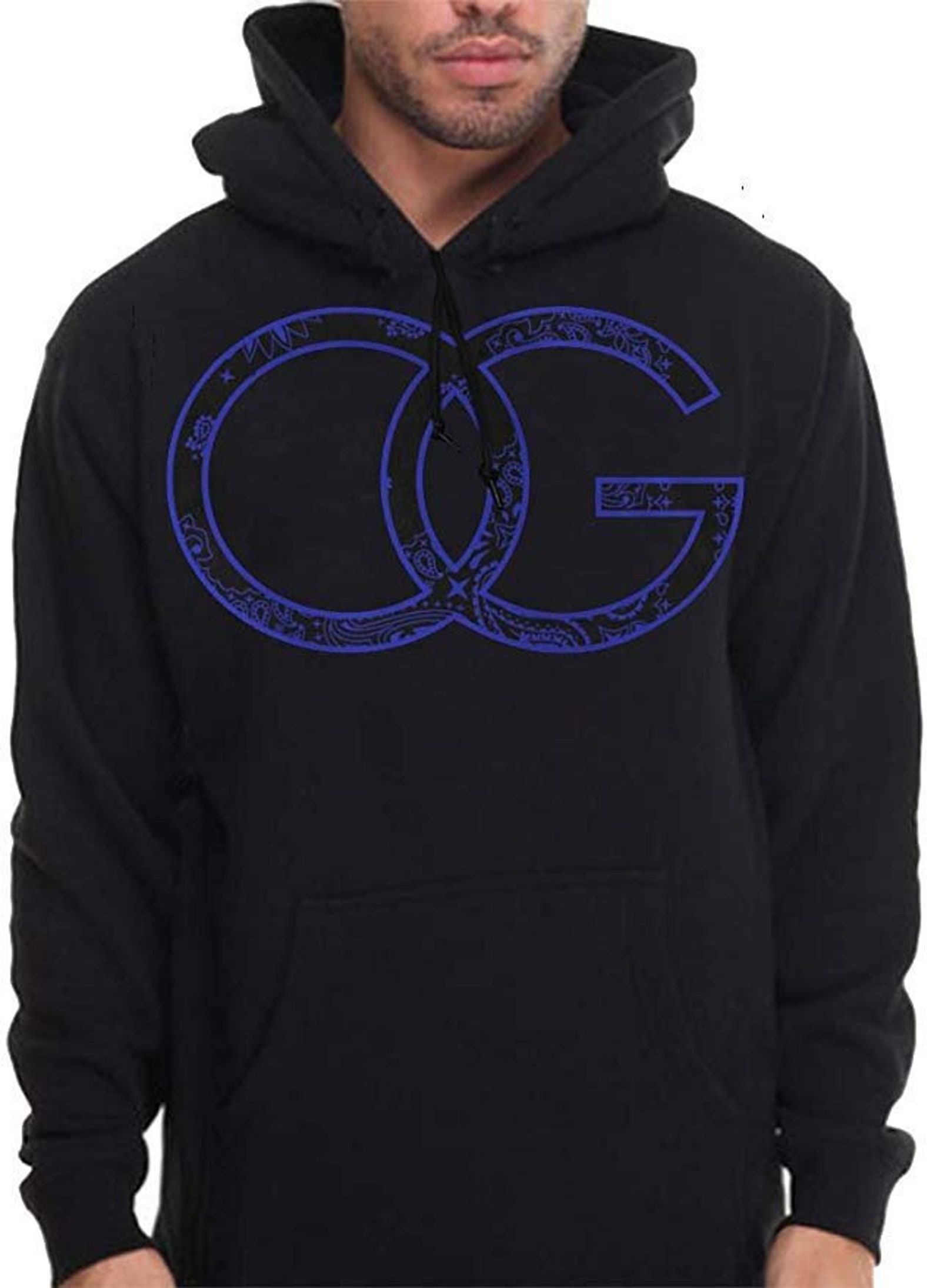 Mens OG Blue Bandana Hoodie Crip Homie Clothing Pullover Etsy