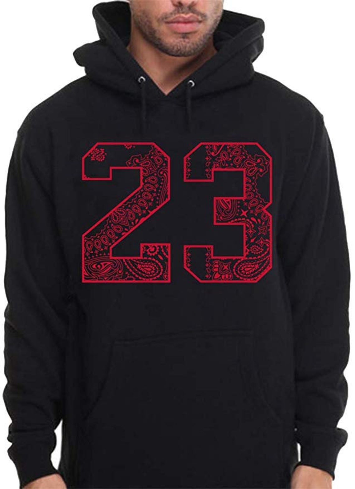 Mens 23 Red Bandana Print Hoodie LA Blood Rap Pullover Etsy