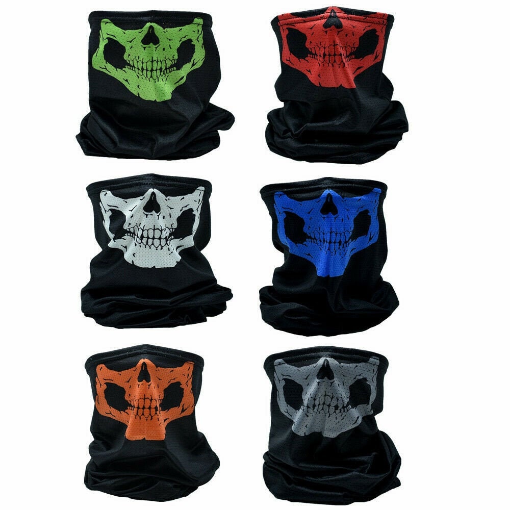 Skull Face Mask Skeleton Bandana Face Cover Black Red Blue Etsy