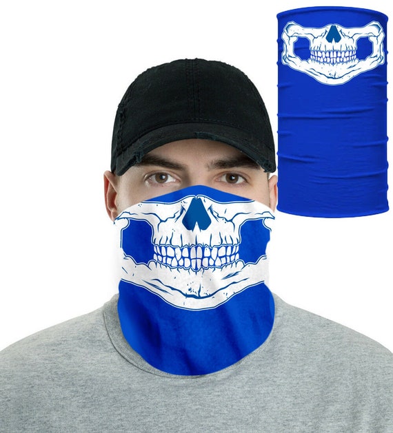 Tube Headband Bandana Scarf Doo Rag NEW “BLUE SKULL” Multi Purpose Skull Cap 