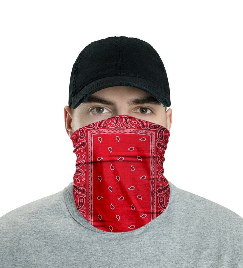 Red Bandana Face Mask Red Paisley Print Bandana Face Cover Etsy