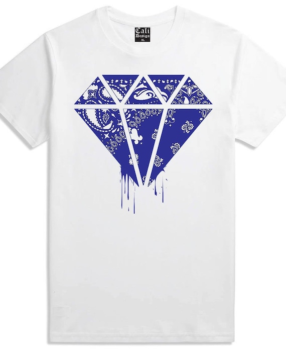 Street Wear Clothing Hip Hop T Shirt Blue Bandana Rag Clothing LA Crip White Tee Street Wear Clothing Hip Hop T Shirt Blue Bandana Rag Clothing LA Crip White Tee
