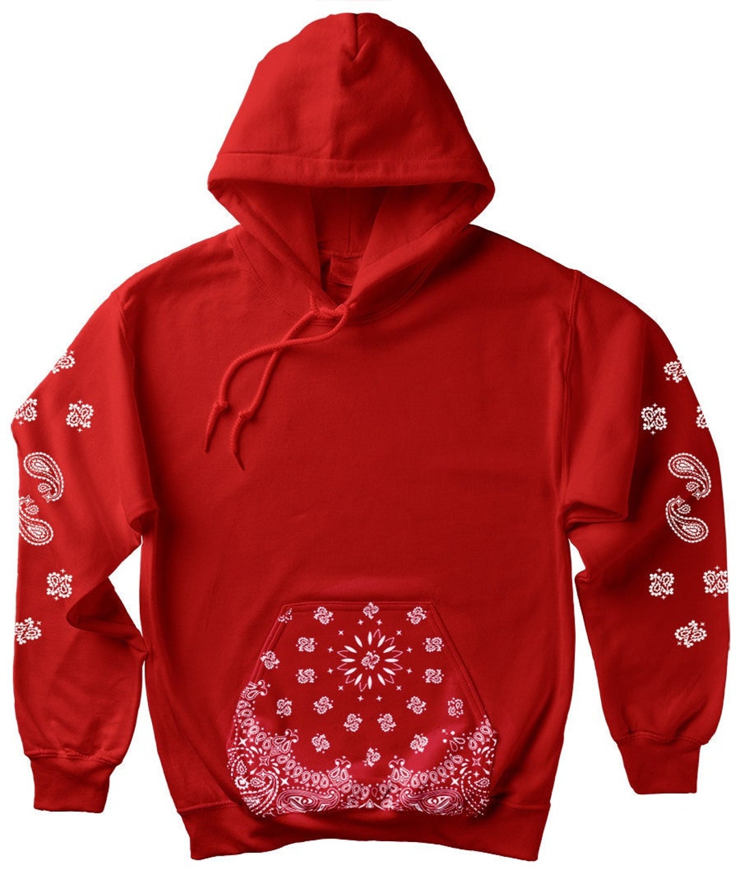 Red Bandana Print Hoodie OG Gangster Blood Urban Wear Street Etsy