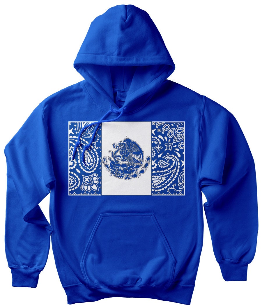 Mexican Flag Blue Bandana Hoodie Cholo Chicano Low Rider Art - Etsy