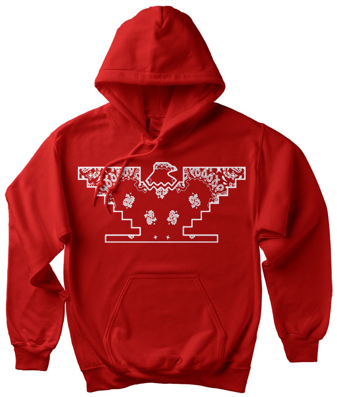 Chicano Farmer Flag Red Bandana Hoodie Mexico Aztec Eagle Bird Etsy