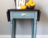Sold Farmhouse Drop Leaf Side Table Blue End Table Nightstand Addie Mae