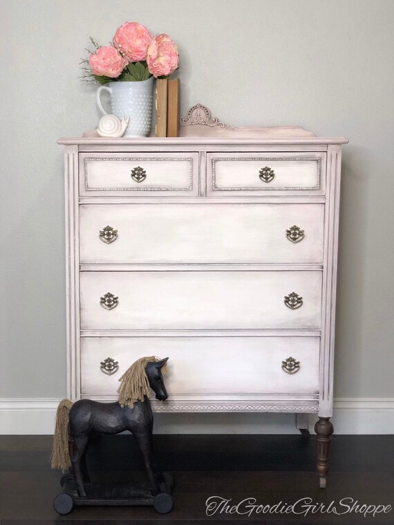 Sold Blush Pink Painted Antique Dresser Etsy