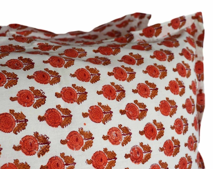 Marigold Flower Print Pillow Shams With Envelope Closures. Sold in Sets