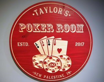 Personalized Poker Room Sign Custom Poker Game Room Name Sign for Man Cave Decor Billiards Room Casino Pub Bar Name Sign Gift for Dad Him