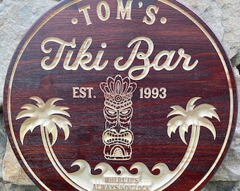 Tiki Bar, Pool Bar, Beach Bar Sign! Personalized Bar Sign, Carved Wood Signs, Tiki Bar Signs, Birthday Gift, Gift, Wedding,