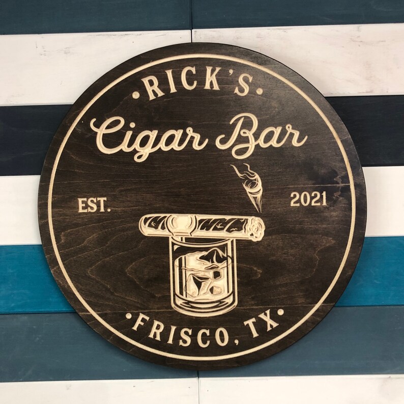 Cigar Bar Sign Bar Signs Cigar Lounge Personalized Signs Etsy