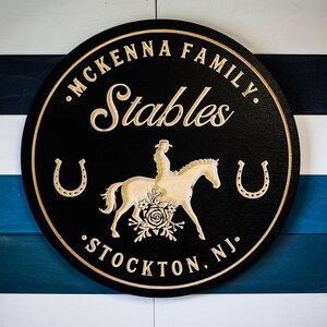 Personalized Equestrian Sign: Custom Carved Horse Ranch Decor Bild 1