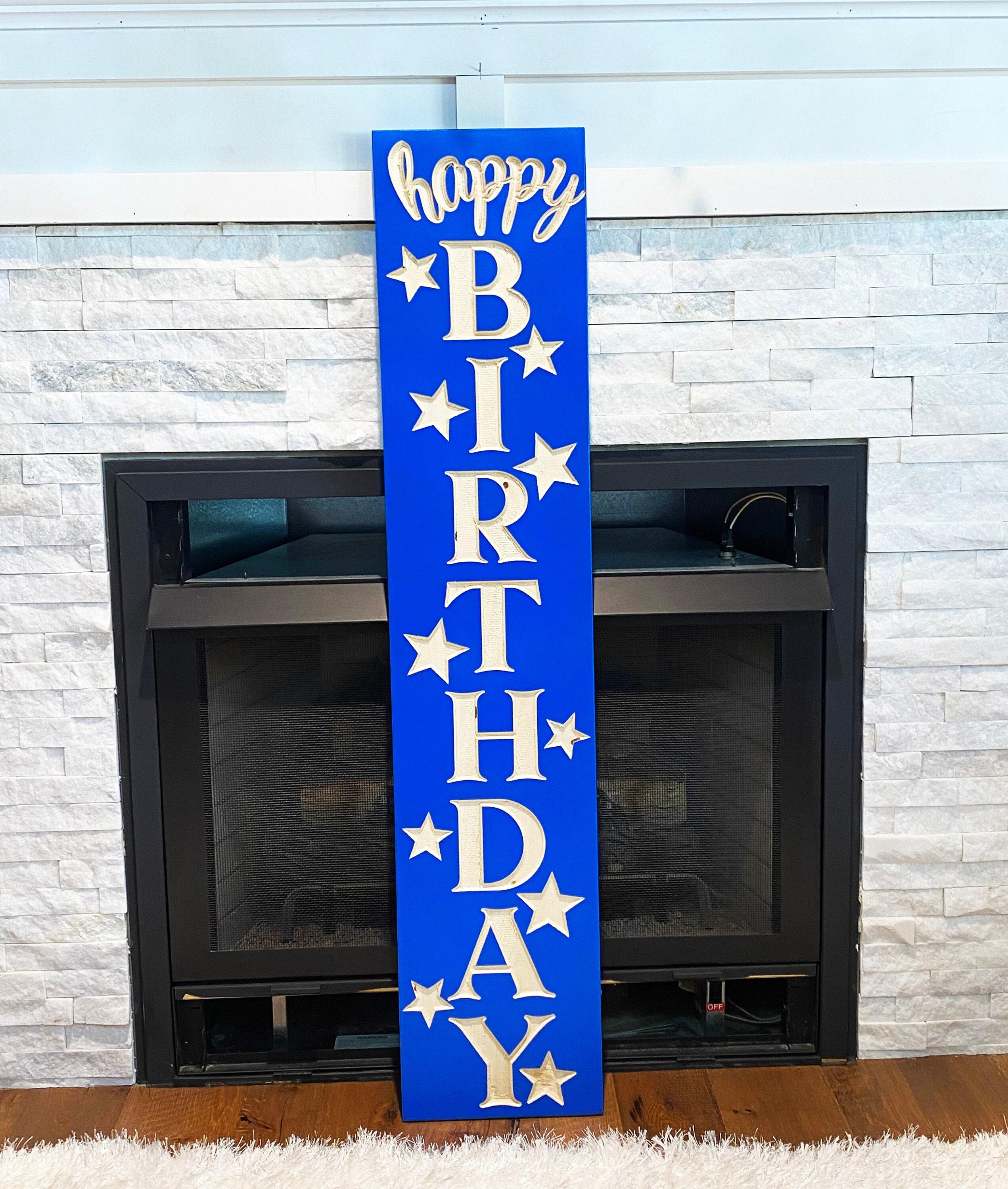 Birthday Door Sign Happy 34th Birthday Door Banner & Porch Sign - Blue ...