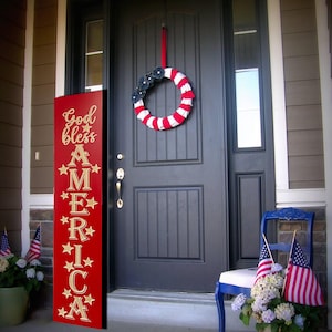 Carved God Bless America Porch Sign: Patriotic 4th of July Decor immagine 1
