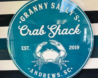 Personalized Crab Shack Sign: Weatherproof Carved PVC Beach Decor