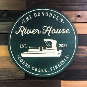 Personalized River House Sign, Boat House Sign, Lake House Signs, Wood Signs, Carved Sign, Lake House Decor, Boating Sign,
