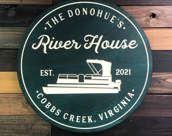 Personalized Pontoon Boat Sign, Boat House Sign, Lake House Signs, Wood Signs, Carved Sign, Lake House Decor, Boating Sign,