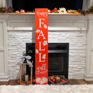 Happy Fall Y'all Sign: Carved Wood Porch Decor Bild 1