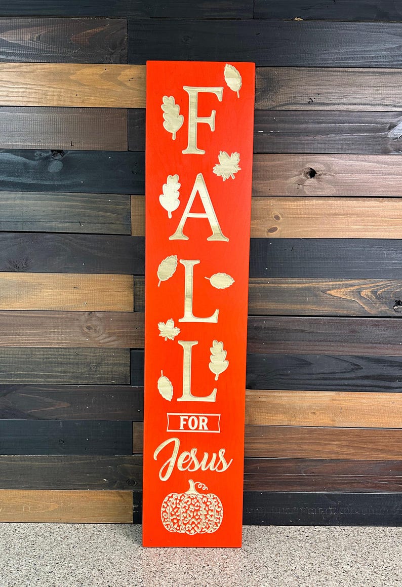 Panneau en bois sculpté Fall for Jesus : décoration de porche d'automne image 3