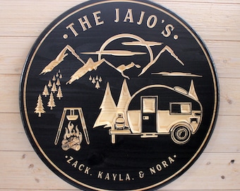 Carved Camper Sign: Personalized RV Decor, Camping Gift