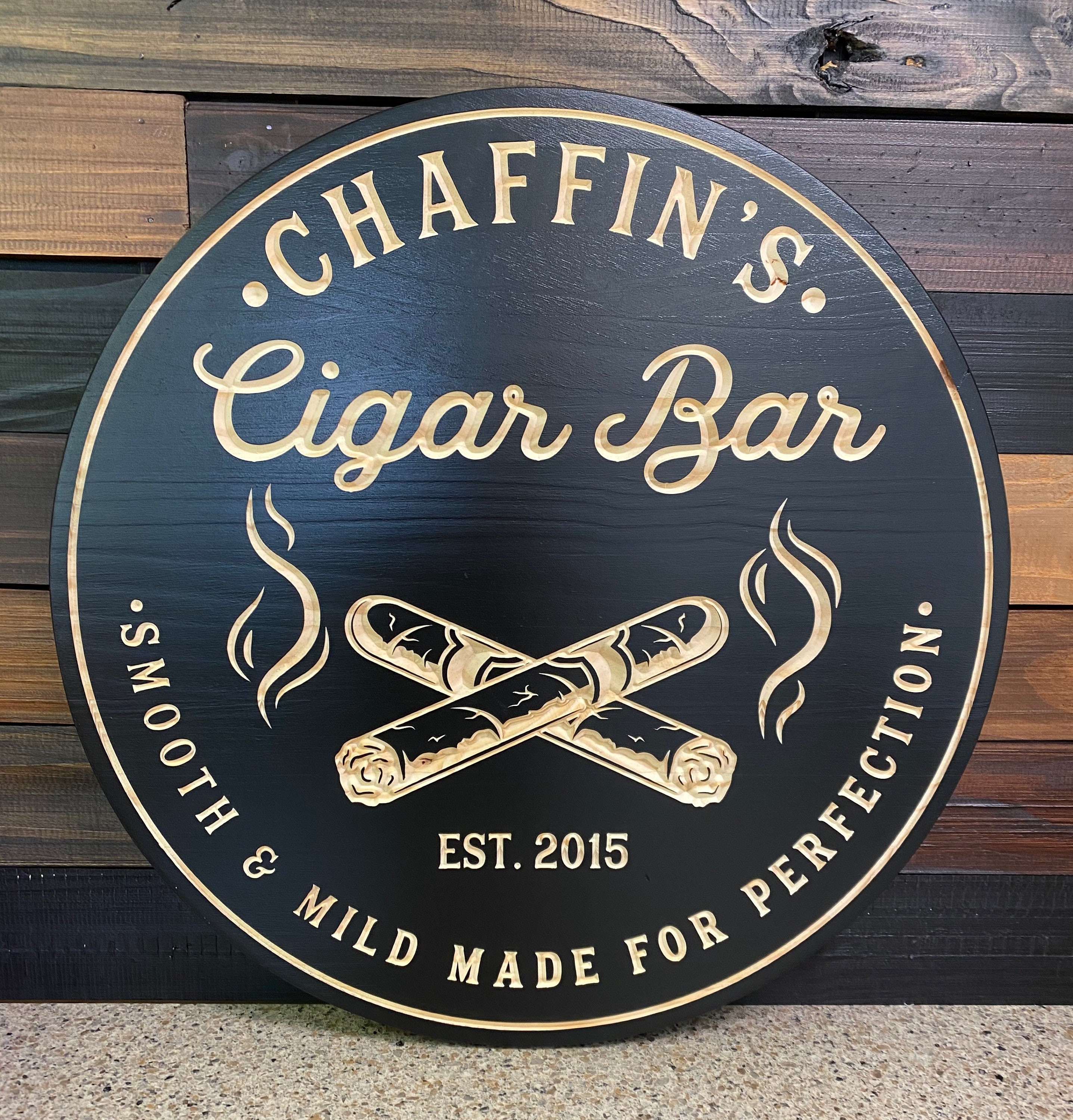 Cigar Bar Sign Carved Wood Sign Cigar Gifts Cigars Etsy