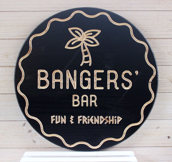 Tiki Bar Palm Tree Sign Bar Signs Personalized Bar Sign Etsy