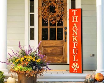 Carved 'Thankful' Front Porch Sign: Thanksgiving Decor