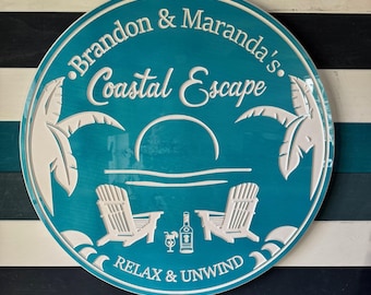 Personalized Beach Bar Sign: Carved PVC Outdoor Decor