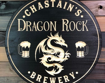 Bar Sign, Dragon Bar Sign, Personalized Gifts, Personalized Bar Sign, Custom Bar Signs, Gifts for Men, Man Cave,,  Gift