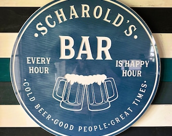 Personalized Bar Sign: Custom Man Cave Decor, Beer Lover Gift