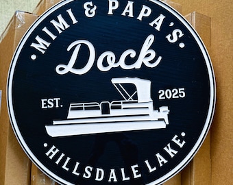 Personalized Pontoon Boat Sign: Carved Lake House Decor