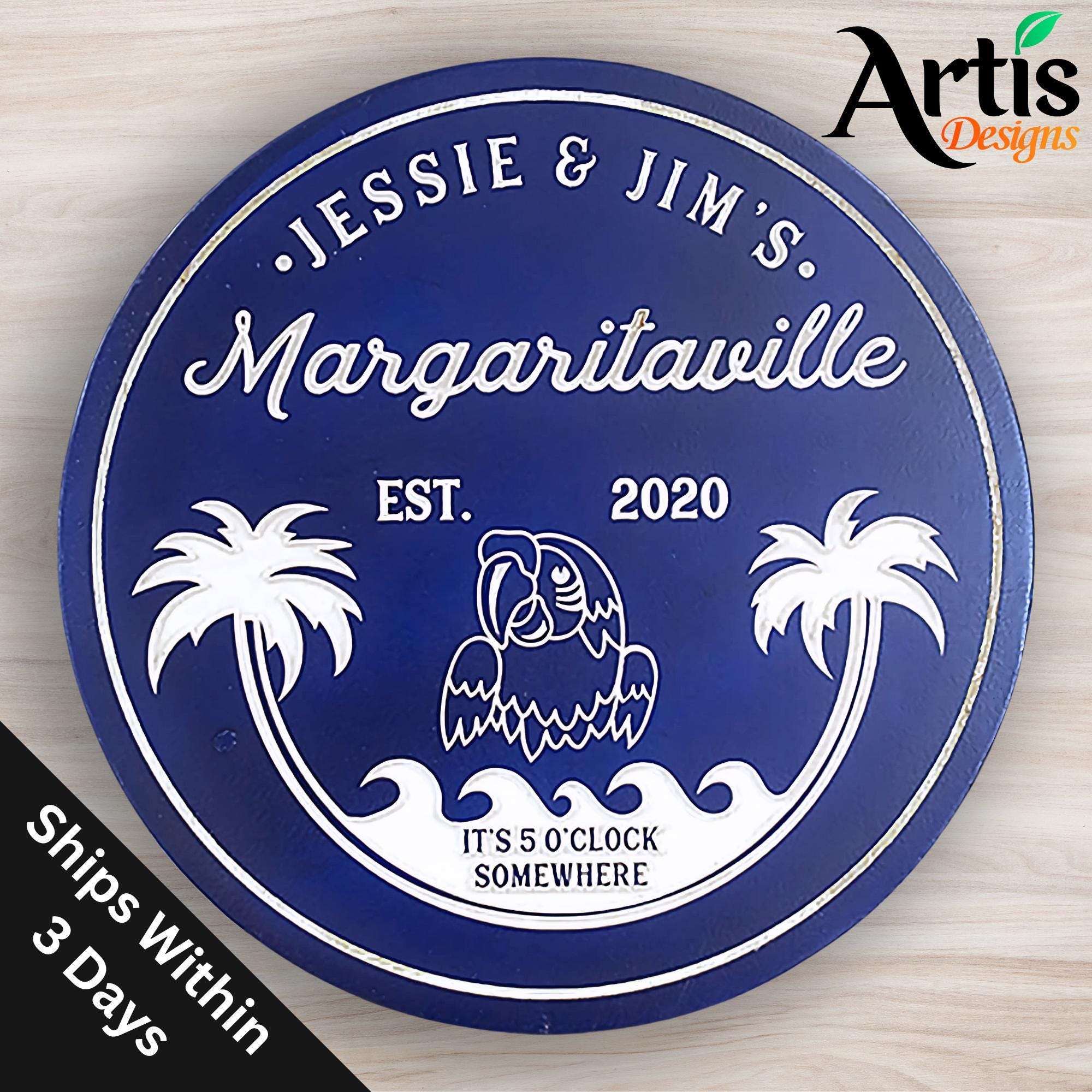 Custom Carved Tiki Bar Sign: Personalized Parrot Decor