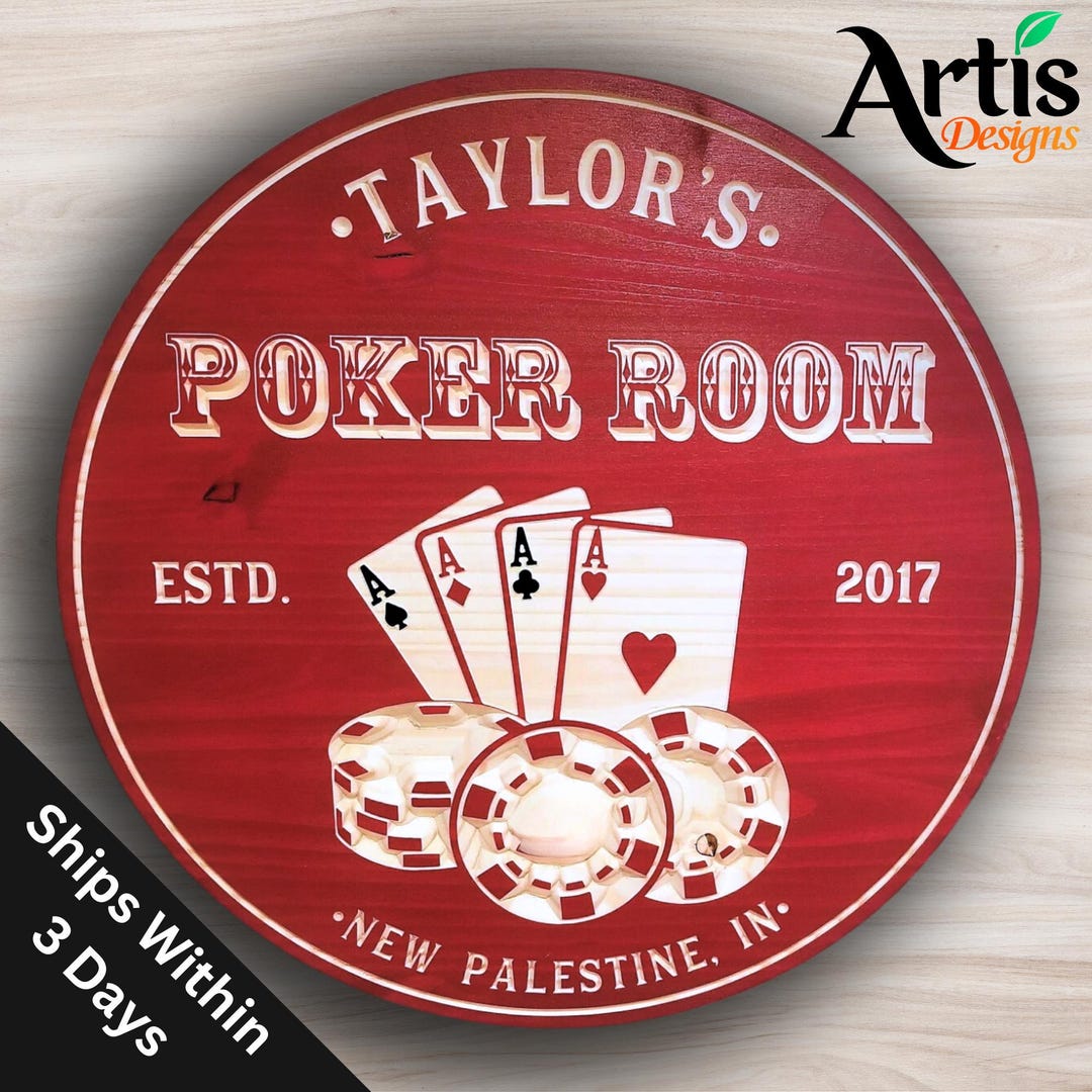 Personalized Poker Room Sign: Custom Carved Wood or PVC Man Cave Decor ...