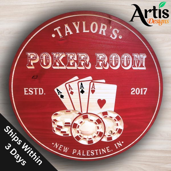 Personalized Poker Room Sign: Custom Carved Wood or PVC Man Cave Decor