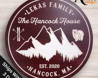 Ski Lodge, Mountain Cabin Sign, Mountain Signs, Carved Signs, Cabin Signs, Lodge Signs, Personalized Lodge, Cabin Signs,,  Gift
