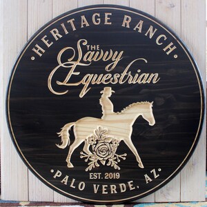 Personalized Equestrian Sign: Custom Carved Horse Ranch Decor Bild 2