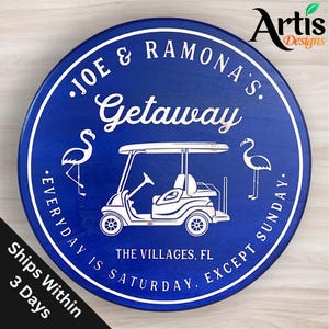 Golf Cart Sign, Flamingo Sign, Personalized Retirement Home Sign, Carved Wood Signs, Flamingo Decor, Housewarming Gift, Mother's Day Gift