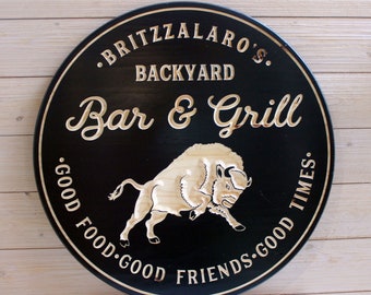 Personalized Buffalo Sign, Bar Sign, Grill Sign, Personalized Bar Sign, Custom Sign, Personalized Gift, Gifts for Him,,  Gift