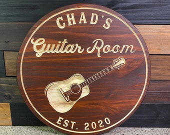 Music Sign, Guitar Sign, Man Cave Sign, Personalized Guitar Sign, Game Room Signs, Personalized Signs, Music Room Signs, Fathers Day Gift