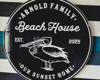 Personalized Pelican Sign: Weatherproof Epoxy PVC, Beach House Decor