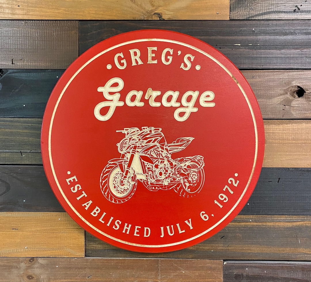 Personalized Motorcycle Garage Sign: Custom Biker Man Cave Decor - Etsy