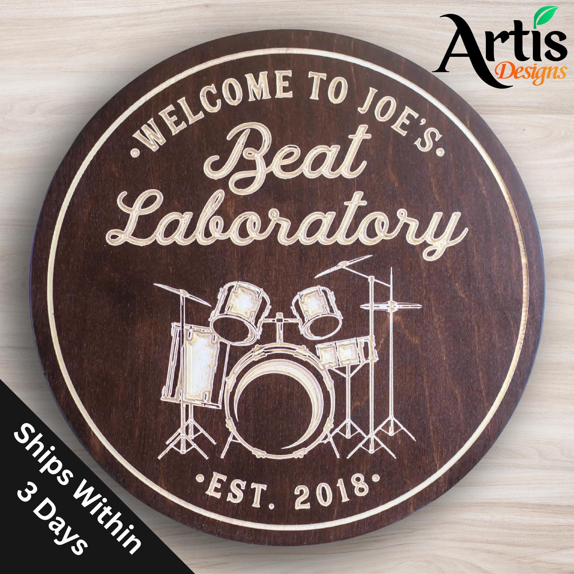 Music Sign, Drum Sign, Man Cave Sign, Personalized Music Sign, Boys Room Decor, Music Room Decor, Personalized Signs,,  Gift