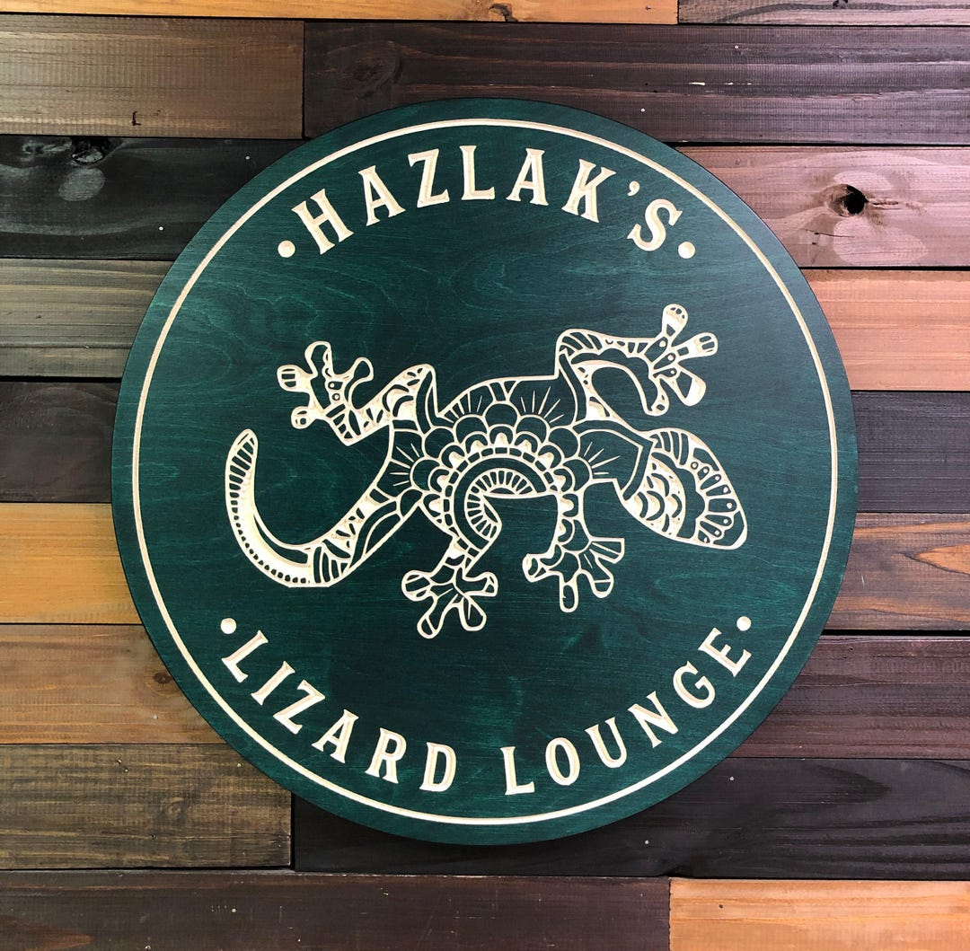 Personalized Lizard Lounge Sign: Carved Bar Decor, Beach House Gift - Etsy