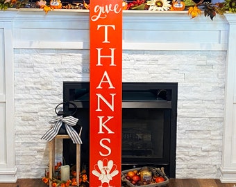 Front Porch Sign, Give Thanks Sign, Thanksgiving Decor, Fall Decor, Front Door Sign, Carved Signs, Porch Decor, Birthday Gift