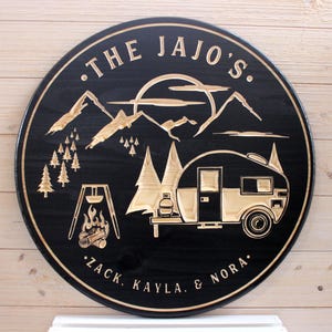 Carved Camper Sign: Personalized RV Decor, Camping Gift